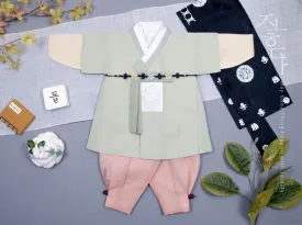 Phoenix Embroidery Baby Boy Hanbok in Olive Color