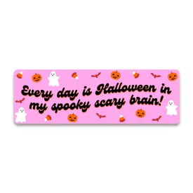 Pink Pumpkins And Ghosts "Every Day Is Halloween" Vinyl Sticker (Krystan Saint Cat)