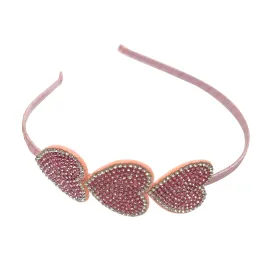 Pink Rhinestone Heart Headband