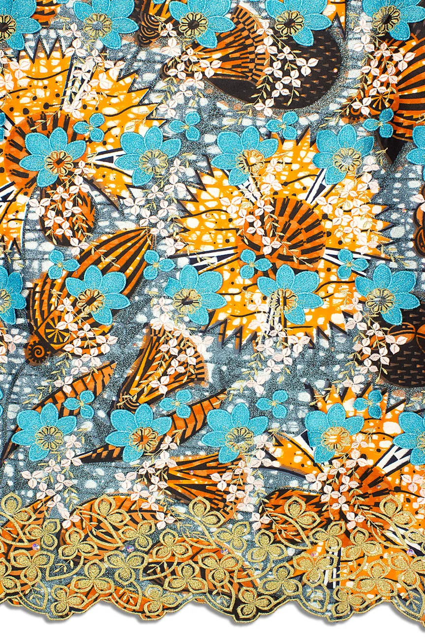 Vlisco Grand Super Platinum Lace Embroidered Fabric - GSWL018