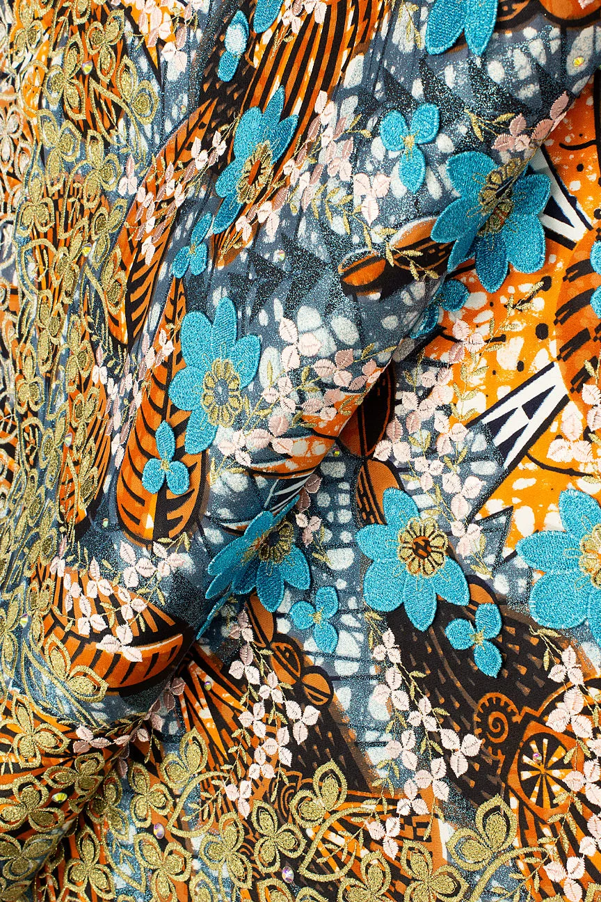 Vlisco Grand Super Platinum Lace Embroidered Fabric - GSWL018