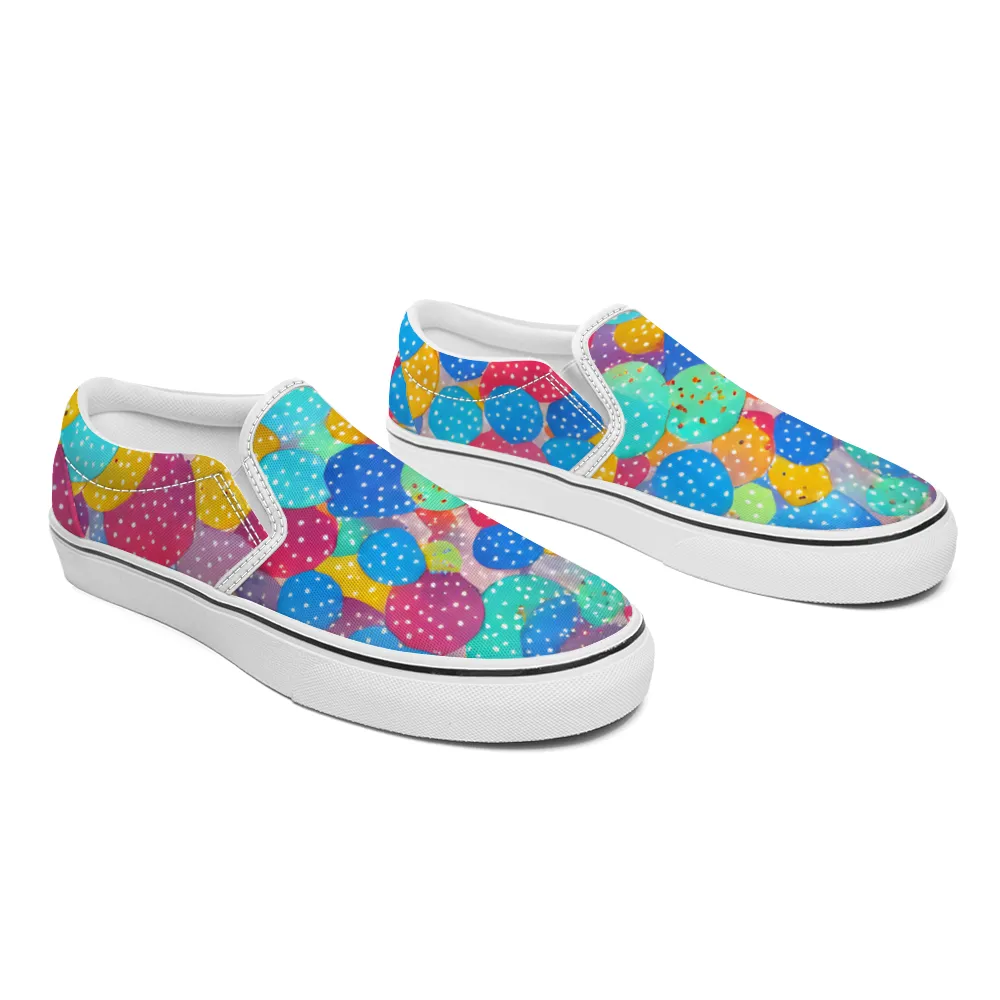 Polka Dots Pattern Collection - Unisex Slip-On Canvas Sneakers