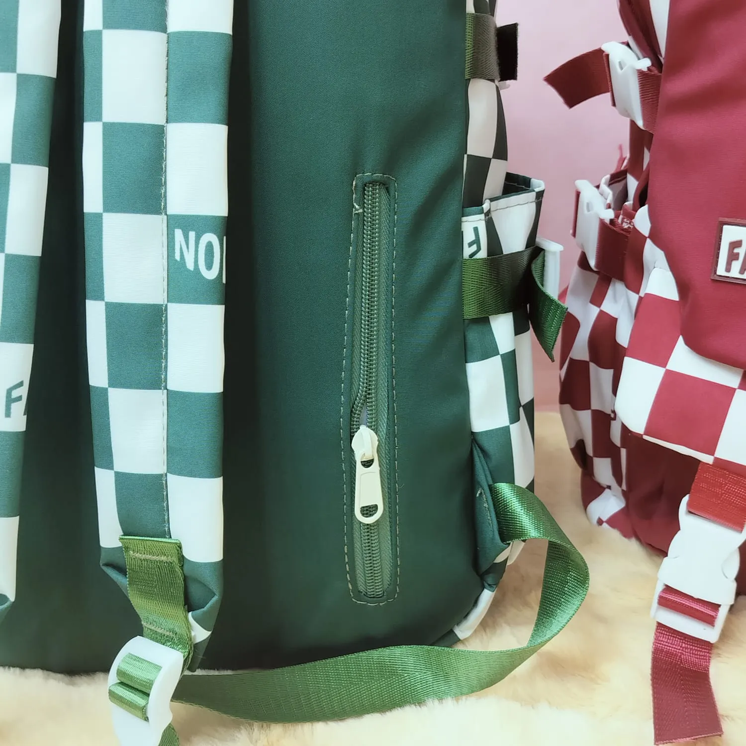 Printed Checks Backpack.