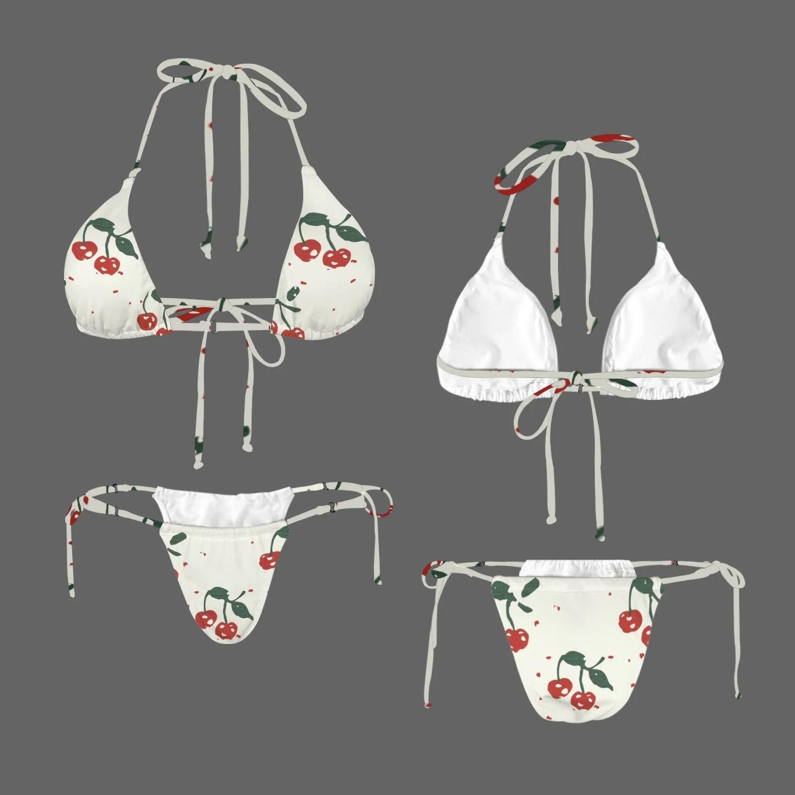 Vampire Art Glam Halter String Bikini Swimsuit Set - Cherries