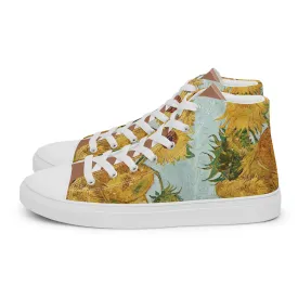 Women’s artistic Van Gogh Inspired Sunflowers high top canvas shoes